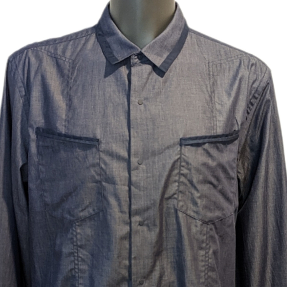 GUESS Slim Fit Navy Blue Button Front Shirt XXL